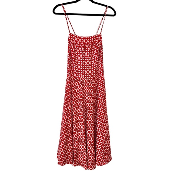 LOFT strappy red and white dress with full skirt back zipper size 6 - Picture 4 of 16